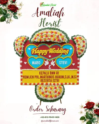 Karangan Papan Bunga Pernikahan di Cimanis